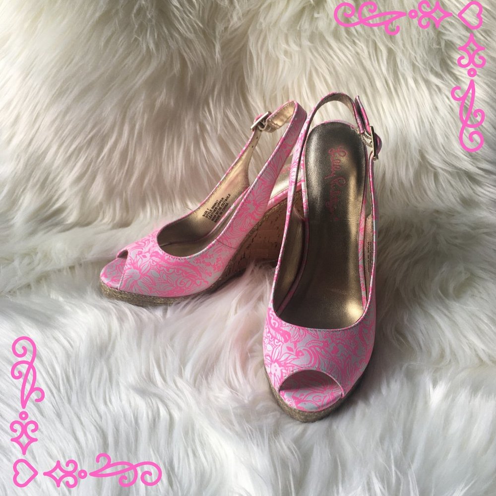 LILLY PULITZER PINK KRISIE WEDGE - NWOT! - Picture 2 of 10